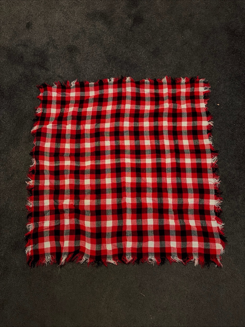 Vintage Plaid Fringe Scarf Bandana Acrylic 25”